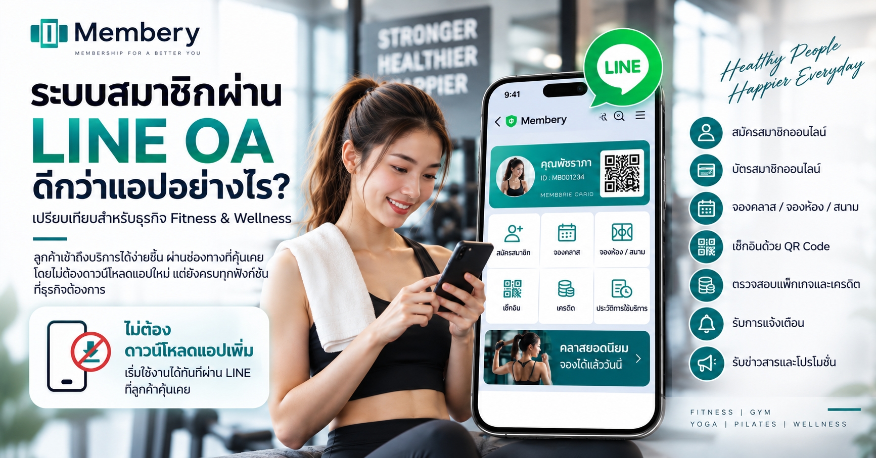 ระบบสมาชิกผ่าน LINE OA ดีกว่าแอปอย่างไร? เปรียบเทียบสำหรับธุรกิจ Fitness & Wellness